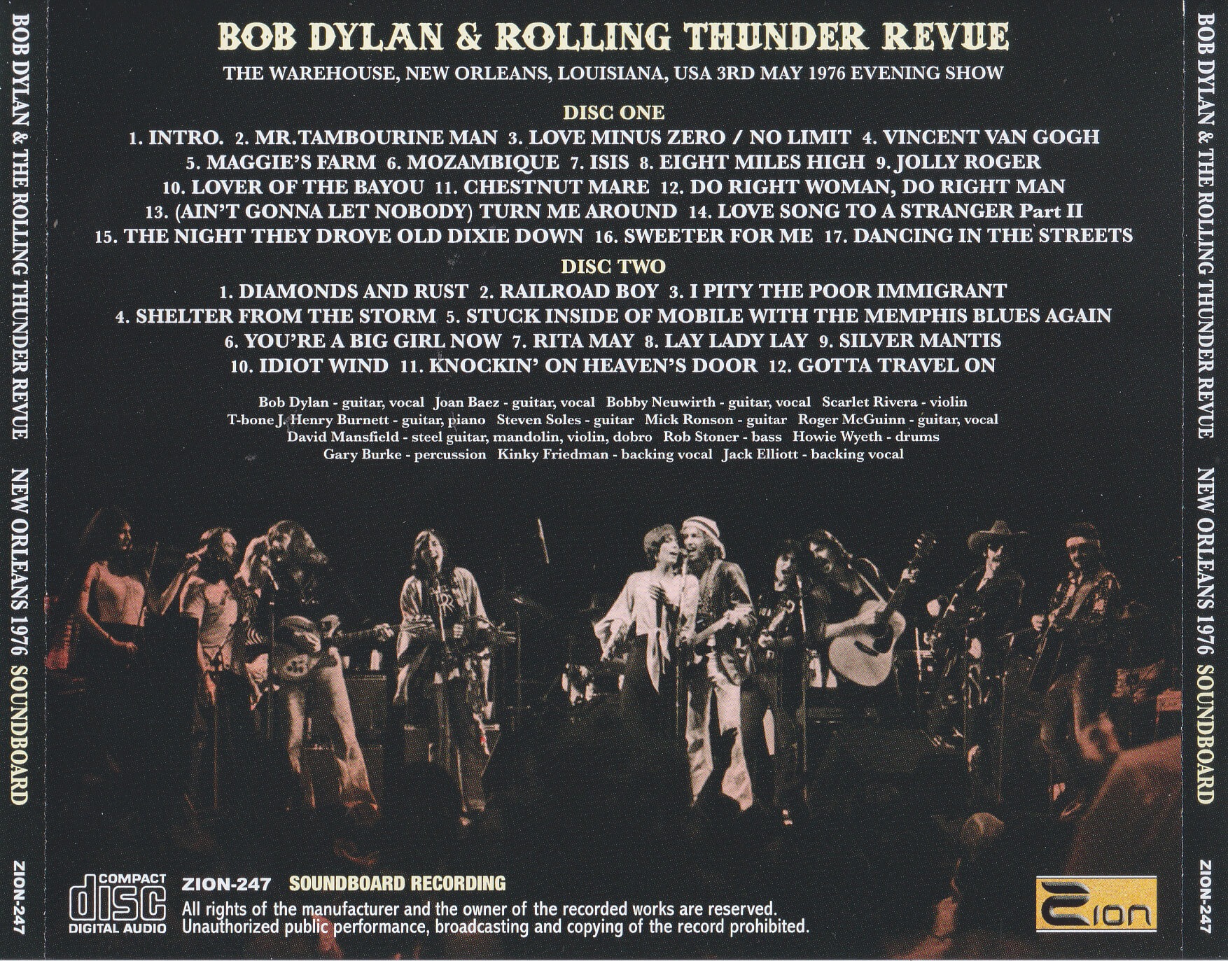 Bob Dylan And The Rolling Thunder Revue - New Orleans 1976 Soundboard (2023)