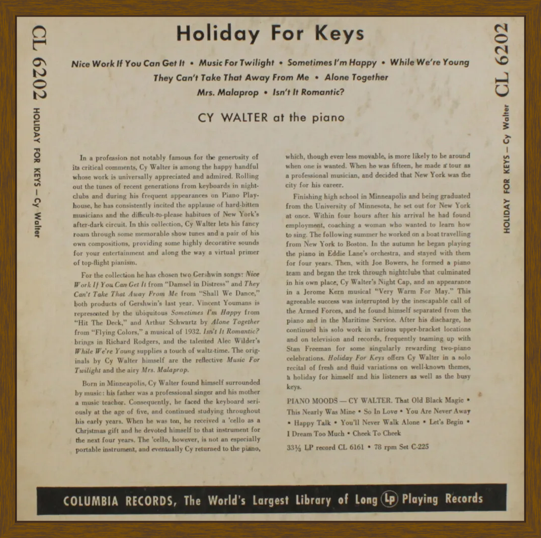 Cy Walter - Holiday For Keys (1952) [Hi-Res]