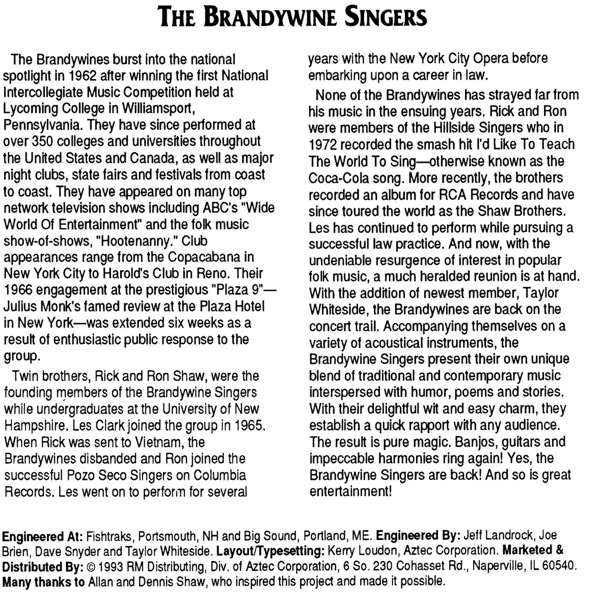 The Brandywine Singers - World-Class Folk (1992)