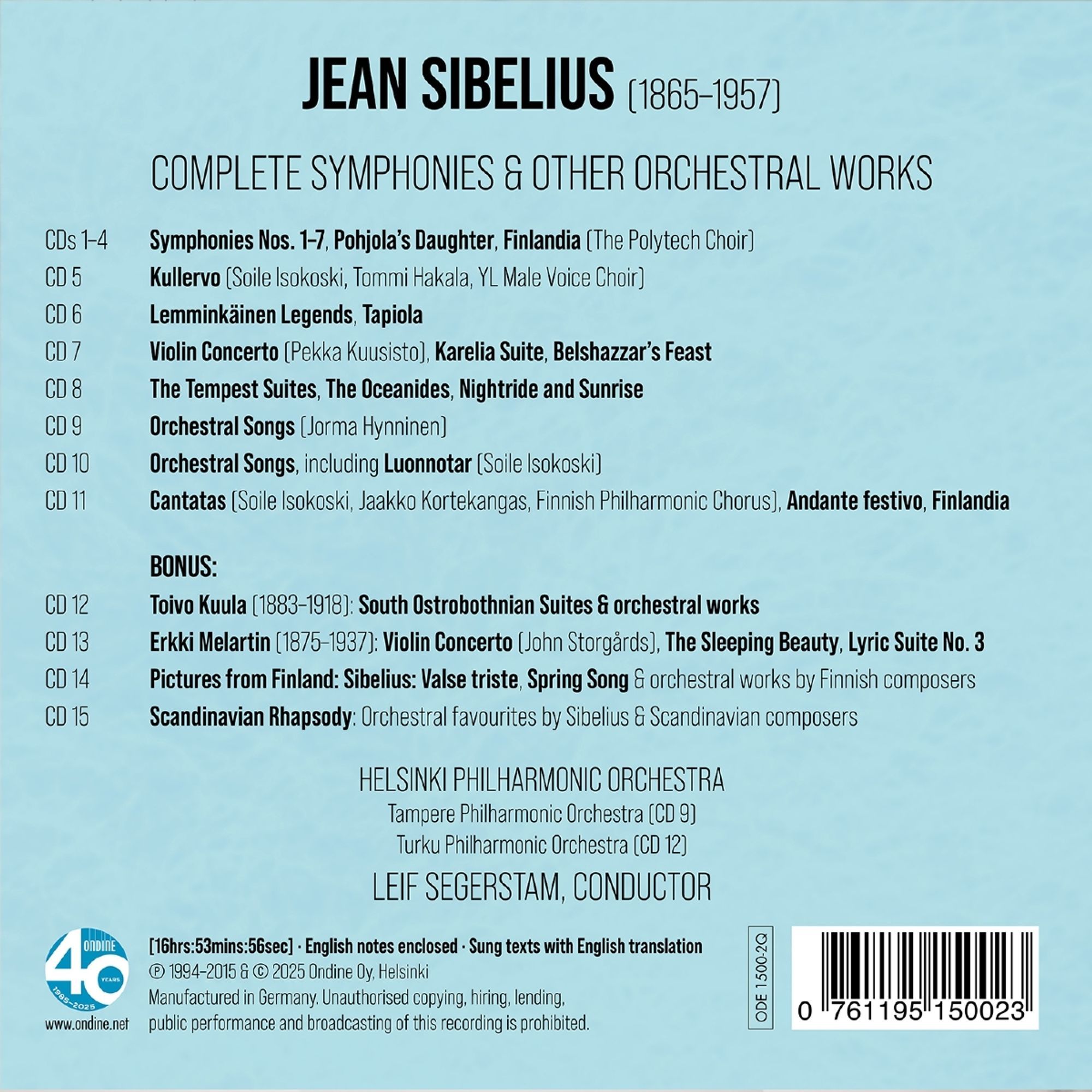 Leif Segerstam - Sibelius Recordings (2025) {15CD Box Set}