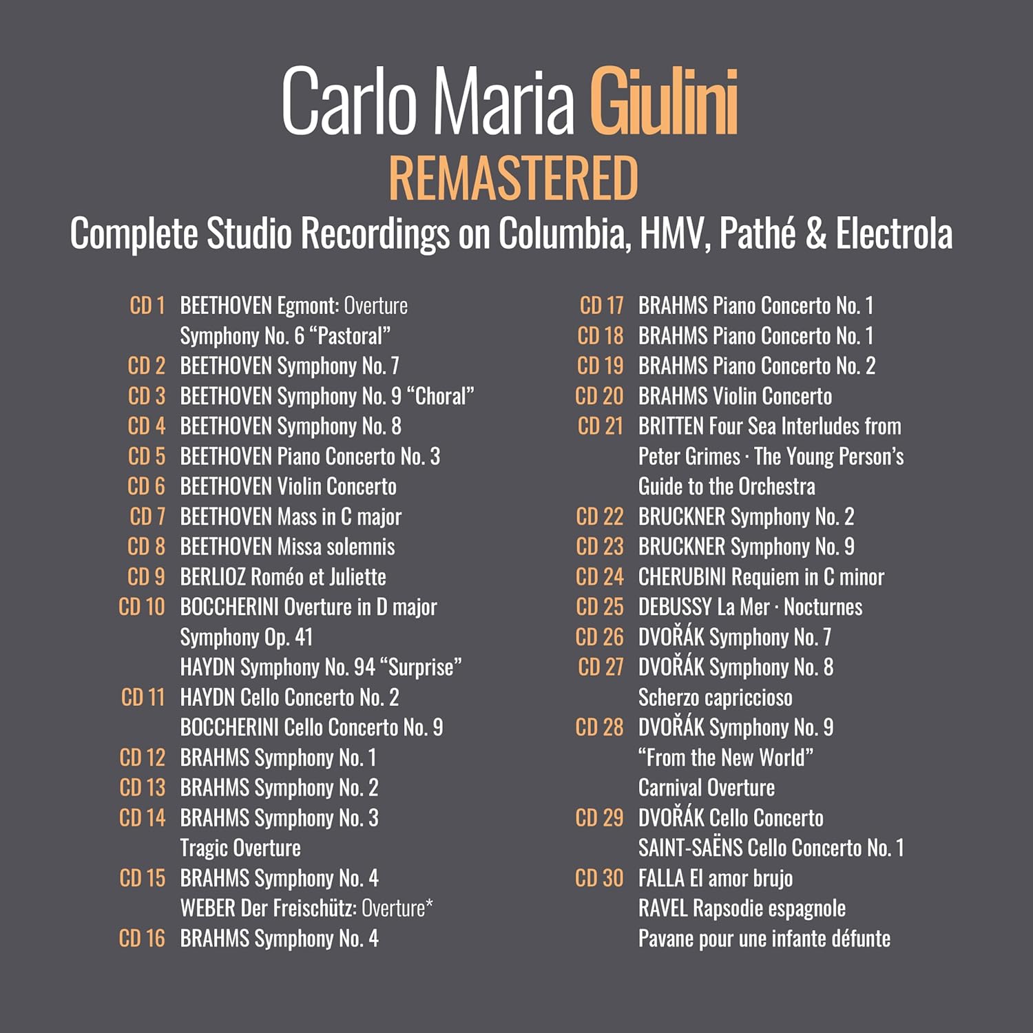 Carlo Maria Giulini - Complete Remastered Studio Recordings on Warner Classic (2025) {60CD Box Set}