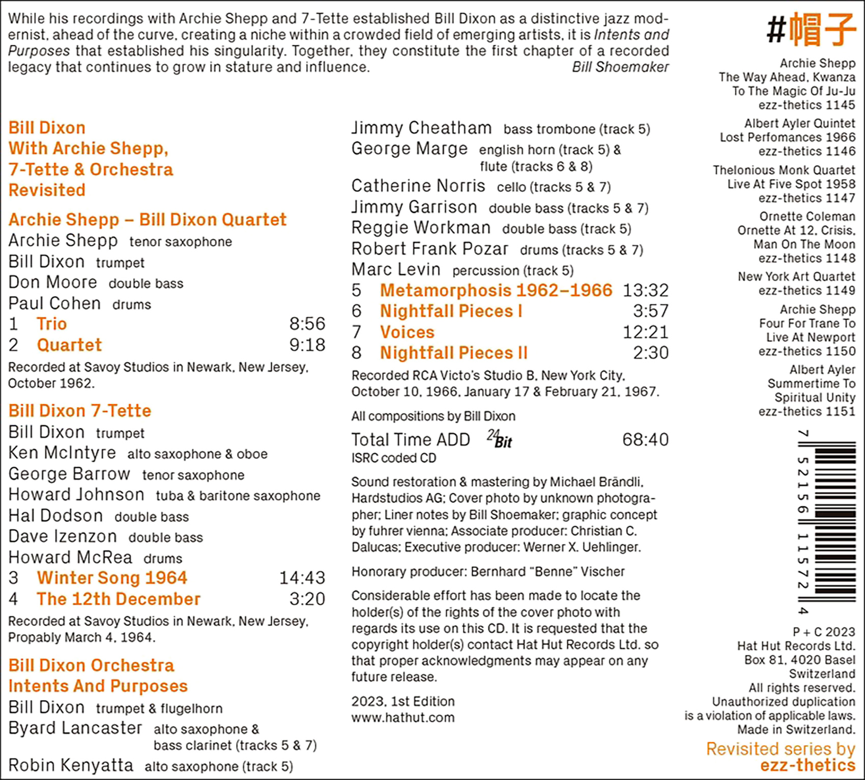 Bill Dixon - With Archie Shepp, 7-Tette & Orchestra Revisited (2023)