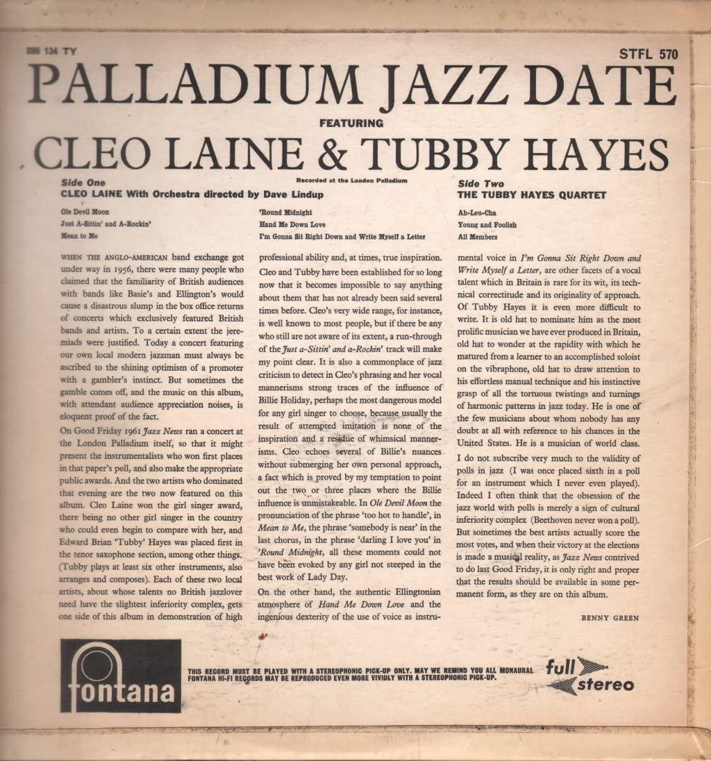 Cleo Laine and Tubby Hayes - Palladium Jazz Date (2022) [Hi-Res]