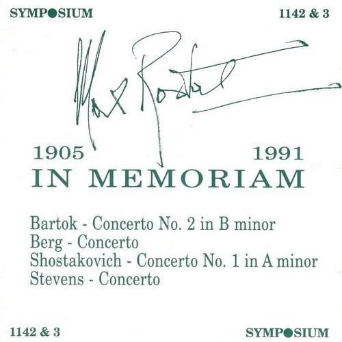 Max Rostal - In Memoriam: Bartok, Berg, Stevens, Shostakovich (1993)