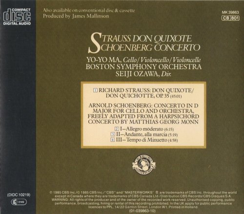 Yo-Yo Ma, Seiji Ozawa - Strauss: Don Quixote, Schoenberg: Concerto (1985)