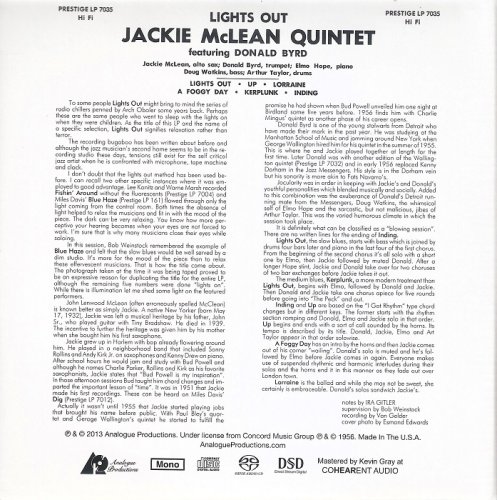 The Jackie McLean Quintet - Lights Out! (1956) [2013 SACD]