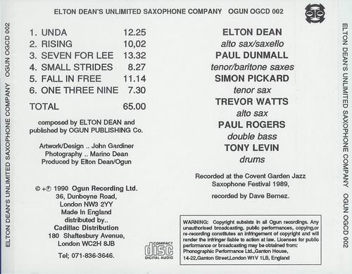 Elton Dean - Unlimited Saxophone Company (1989)
