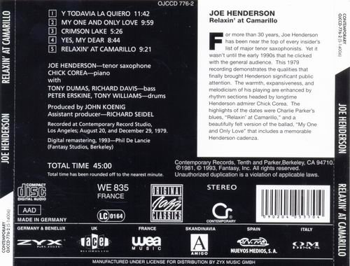 Joe Henderson - Relaxin' At Camarillo (1979) Flac