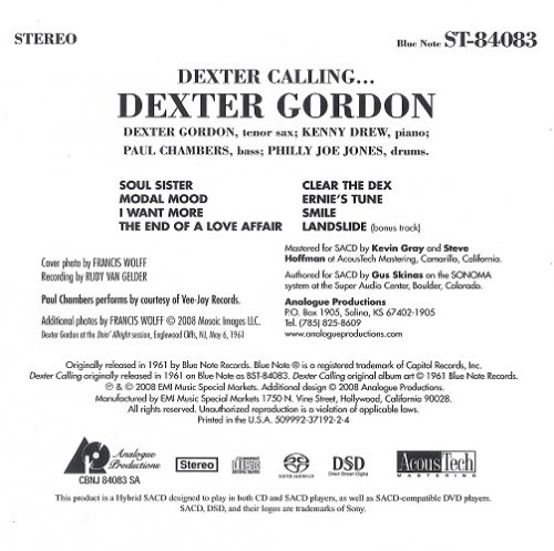 Dexter Gordon - Dexter Calling (1961) [2008 SACD]
