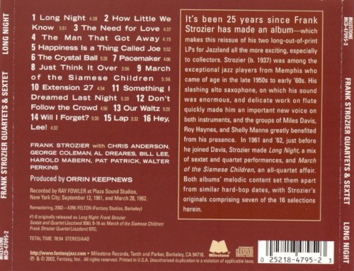 Frank Strozier Sextet & Quartets - Long Night  (2002), 320 Kbps