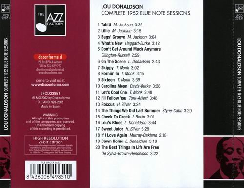 Lou Donaldson - Commplete 1952 Blue Note Sessions (2002) Flac