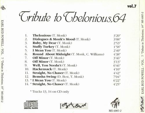 Bud Powell - Tribute to Thelonious, 64 (1989)