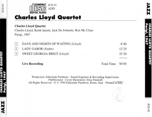 Charles Lloyd Quartet ‎ - In Concert  (1967)