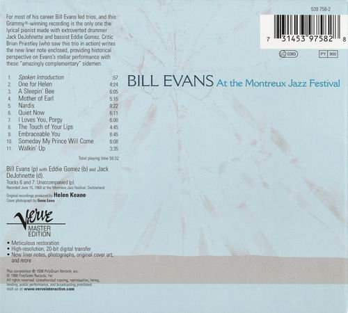 Bill Evans - At The Montreux Jazz Festival (1968) CD Rip