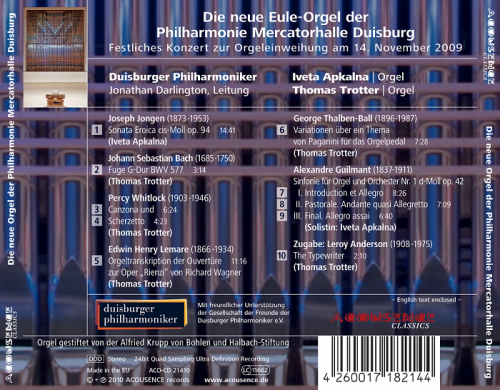 Iveta Apkalna and Thomas Trotter - The New Organ of the Philharmonie Mercatorhalle Duisburg (2010) [HDTracks]