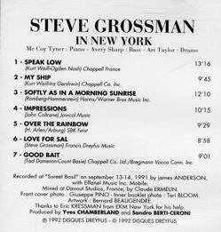 Steve Grossman - In New York (1991)