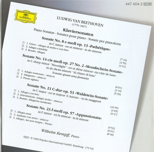 Wilhelm Kempff - Beethoven: Piano Sonatas Nos. 8, 14, 21 & 23 (1965) [1995]