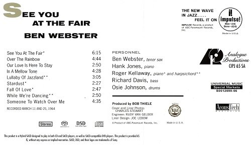 Ben Webster - See You At The Fair (1964) [2010 SACD]