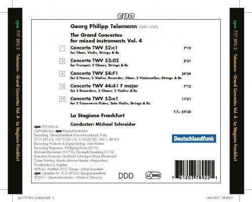 La Stagione Frankfurt, Michael Schneider - Telemann: The Grand Concertos for Mixed Instruments Vol. 4 (2017)