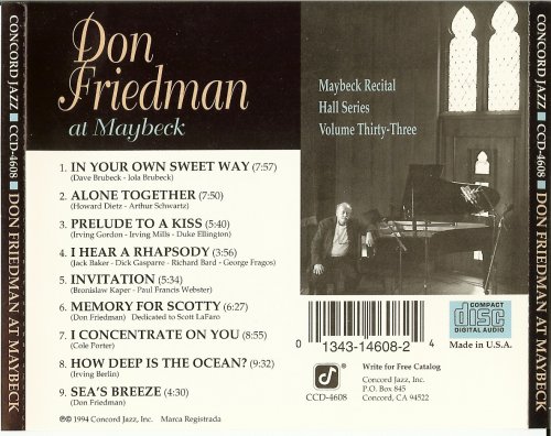 Don Friedman -  Don Friedman at Maybeck (1993)