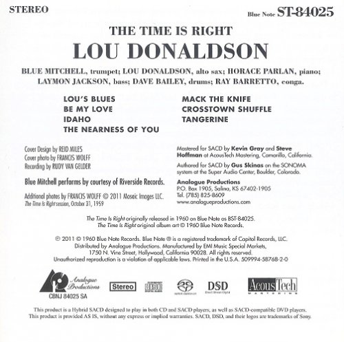 Lou Donaldson - The Time Is Right (1960) [2010 SACD]