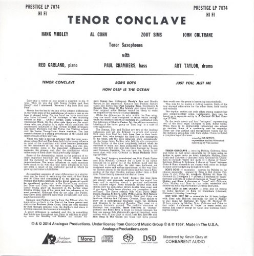 Hank Mobley, Al Cohn, John Coltrane, Zoot Sims - Tenor Conclave (1957) [2014 SACD]