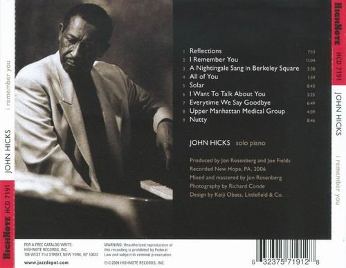 John Hicks - I Remember You (2009) CD Rip