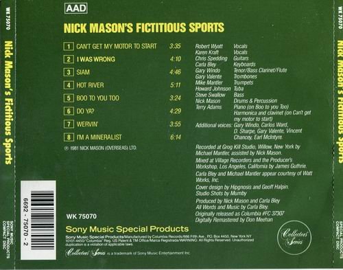 Nick Mason - Nick Mason's Fictitious Sports (1981)