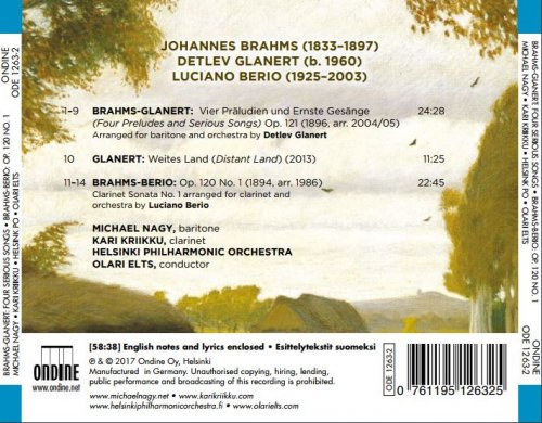 Olari Elts & Helsinki Philharmonic Orchestr - Glanert: 4 Praludien und Ernste Gesange & Weites Land - Brahms: Clarinet Sonata No. 1 (2017) CD Rip