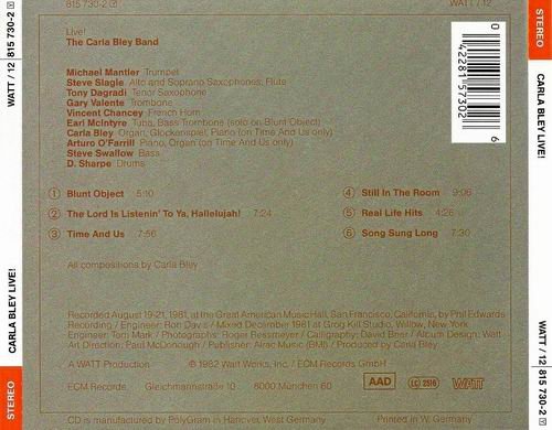 The Carla Bley Band - Carla Bley live! (1982) CD Rip