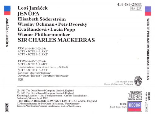 Vienna Philharmonic Orchestra & Sir Charles Mackerras - Janacek: Jenufa (1985)