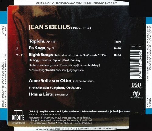 Hannu Lintu, Anne Sofie von Otter & Finnish Radio Symphony Orchestra - Sibelius: Tapiola, En saga & 8 Songs (2017) [CD-Rip]