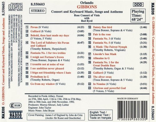 Rose Consort of Viols - Gibbons: Consort and Keyboard Music; Songs and Anthems (1994)