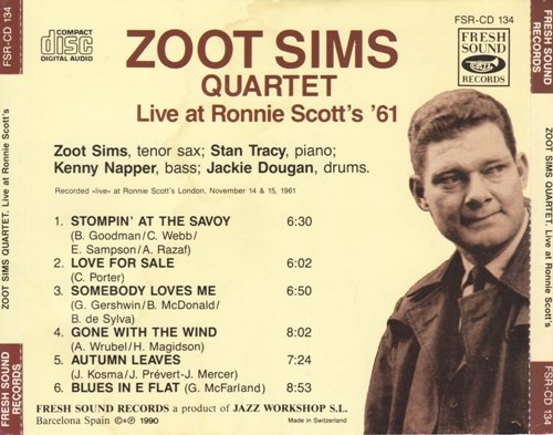 Zoot Sims Quartet ‎– Live At Ronnie Scott's '61 ( 1990) FLAC