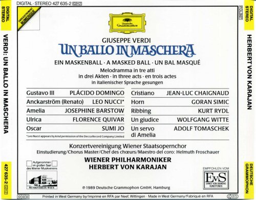 Herbert Von Karajan - Verdi: Un Ballo In Maschera (1989)