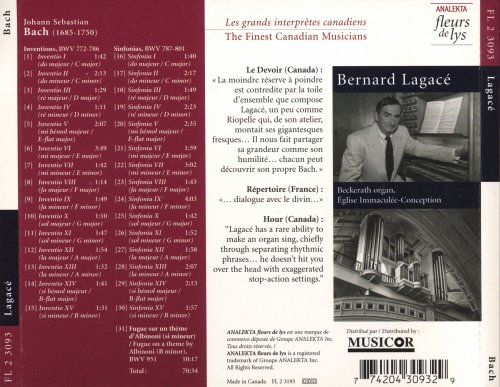 Bernard Legace - Bach: Inventions & Sinfonias / Albinoni: Fugue on a Theme (2006)