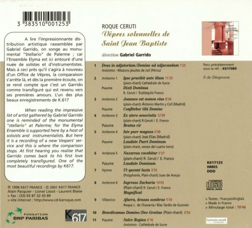 Cantores de Cordoba, Ensemble Elyma & Gabriel Garrido - Roque Ceruti: Vepres solennelles de Saint Jean Baptiste (2001)