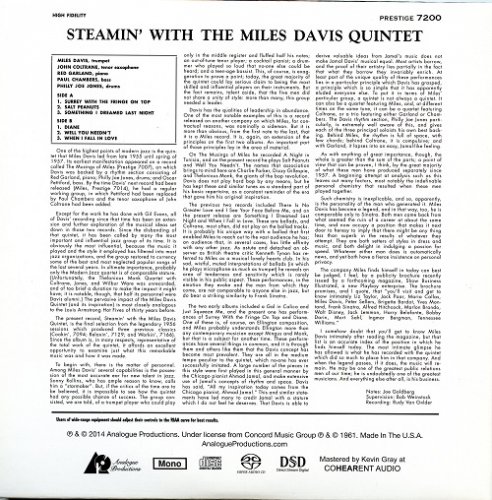 The Miles Davis Quintet - Steamin' with the Miles Davis Quintet (1961) [2014 SACD]