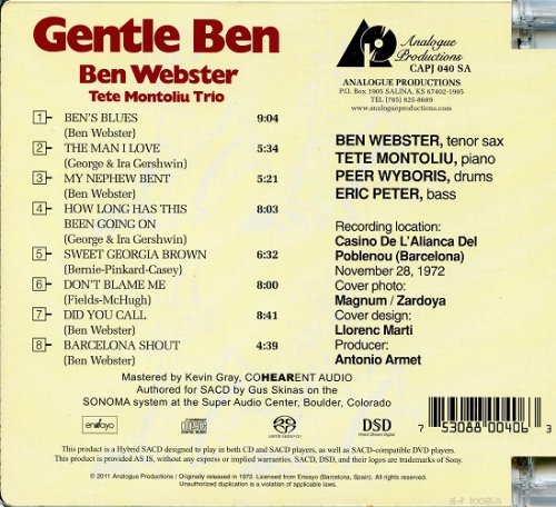 Ben Webster & Tete Montoliu Trio - Gentle Ben (1973) [2011 SACD]