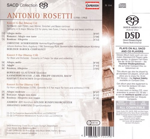 Christine Schornsheim, Burkhard Glaetzner - Antonio Rosetti: Concertos (2007) [SACD]