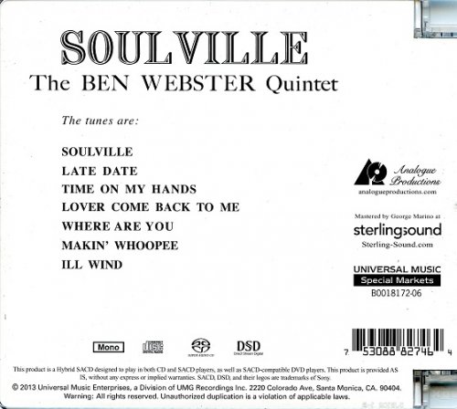 The Ben Webster Quintet - Soulville (1957) [2013 SACD]