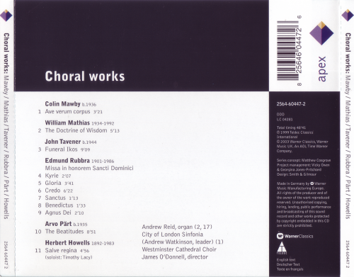 Westminster Cathedral Choir - Choral Works by Mawby, Mathias, Tavener, Rubbra, Pärt & Howells (1999)
