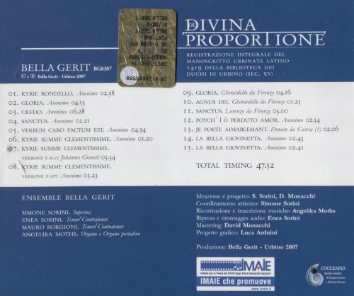 Ensemble Bella Gerit - De Divina Proportione (2008)