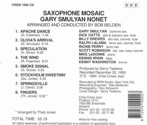 Gary Smulyan Nonet - Saxophone Mosaic (1994) CD Rip