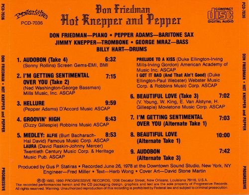 Don Friedman - Hot Knepper and Pepper (1978) CD Rip