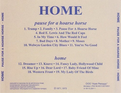 Home - Pause For A Hoarse Horse / Home  (Reissue) (1971-72/2001)