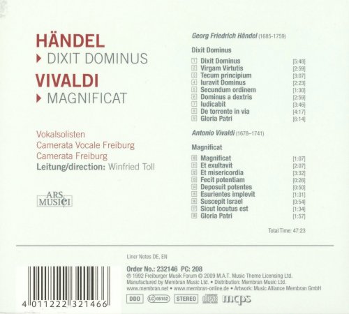 Camerata Vocale Freiburg, Camerata Freiburg, Winfried Toll - Haendel: Dixit Dominus; Vivaldi: Magnificat (2009)