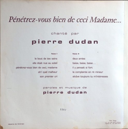 Pierre Dudan - Pénétrez-Vous Bien De Ceci, Madame (Limited Edition) (1967) Vinyl