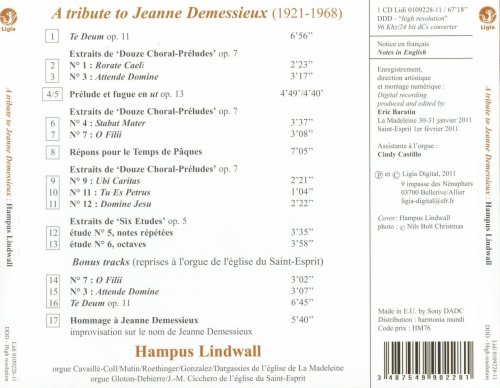 Hampus Lindwall ‎– A tribute to Jeanne Demessieux (2011)