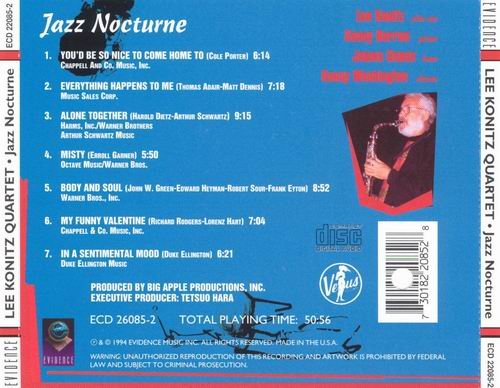 Lee Konitz Quartet - Jazz Nocturne (1992) CD Rip